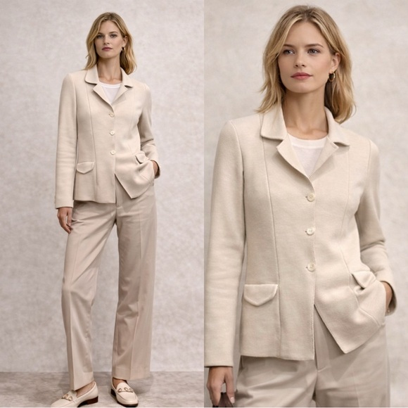 Loro Piana Silk knit blazer jacket in beige ivory